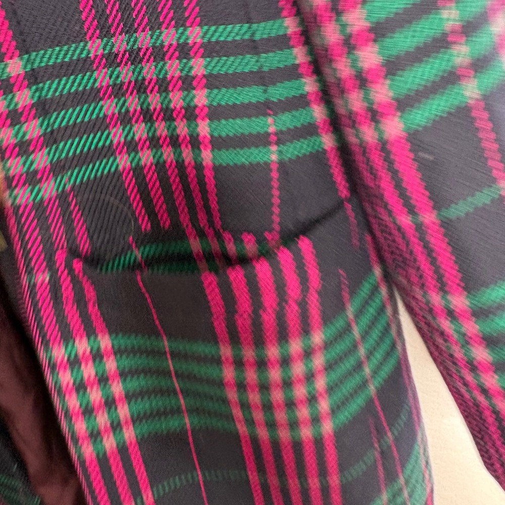 Jones New York Vintage Plaid Blazer Velvet Shawl Collar Size 10 - Picture 6 of 11
